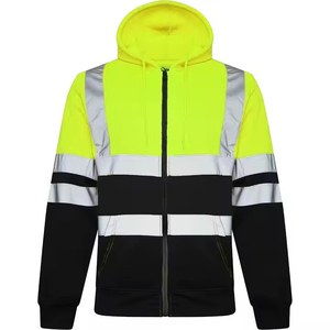 <b>Reflective</b> High Visibility Hooded Safety <b>Jacket</b> Canvas Waterproof Breathable for <b>Men</b> with Night Vision Front Logo Safety <b>Jacket</b> - Product Image 4