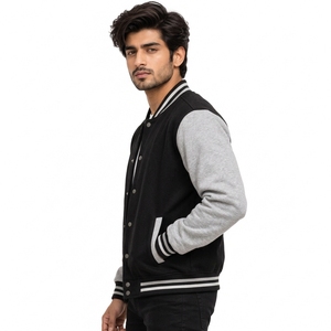 Men Varsity Jacket <b>Crafted</b> From Premium <b>Wool</b> Blend Material With Contrast Sleeve Panels Comfortable Interior Smooth Finish - Product Image 4