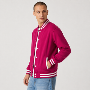 Durable <b>Canvas</b> Varsity Jacket with Stand Collar Breathable Winter Outerwear for Daily Use - Product Image 2
