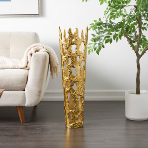 High Quality Wholesale Golden Aluminum Flower Vase Traditional Design Decorative Vase for Home Wedding & <b>Table</b> Decor At <b>Low</b> Cost - Product Image 2