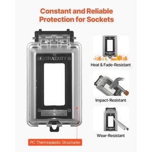 Cubierta de toma de corriente eléctrica para exteriores 6 en 1 de alta resistencia de material PC con diseño bloqueable y cubiertas de ventilación y rejilla - Product Image 3