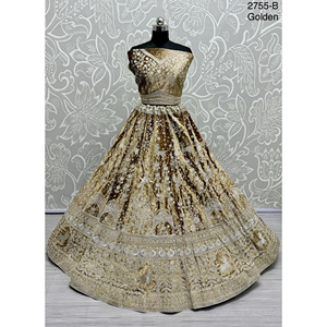 Collections de velours de vêtements de mariée indiens pour la mariée avec le travail de Zarkhan par Fabzone - Product Image 5