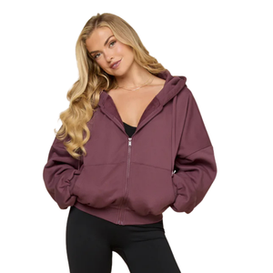 Custom Women <b>zipper</b> up Hoodie Loose Fit Kangaroo Pocket Long Sleeve Casual Sweatshirt Wholesale Clothing Factory OEM - Product Image 1