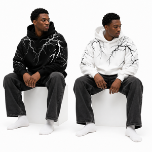 Custom <b>Men</b> Hoodies LightningGraphic <b>Pullover</b> Sweatshirt Relaxed Fit Long Sleeve Front Pocket Hoodie Bulk USA Garment Market - Product Image 4