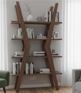 <b>Modern</b> Wooden Ladder Bookcase 4 <b>Shelves</b> Freestanding Backless Storage Rack for Living Room Home Office - Product Image 3