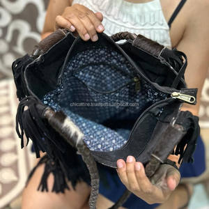 Nuevo bolso de mano personalizado con flecos de cuero genuino metálico para cabello de gran oferta para mujer, bolso de mano de alta calidad con cara de toro - Product Image 6