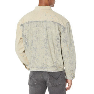 Trendy Fashion Washed Classic Casual Grey <b>Black</b> Slim Fit Denim <b>Jean</b> Coat Men's Distressed Denim <b>Jacket</b> - Product Image 3