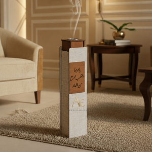 Quemador de Incienso Alto de Madera y Tela, Diseño Elegante, Ideal para Fragancia y Decoración Sofisticada del Hogar - Product Image 1