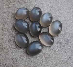 Piedra preciosa de piedra lunar gris, cabujón ovalado con parte trasera plana, piedra suelta para fabricación de joyas, suministros de artesanía, coleccionable - Product Image 3
