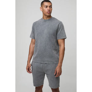 Conjunto de Verano de 2 Piezas para Hombre, Pantalones Cortos Holgados con Cintura Elástica y Camiseta de Manga Corta, Algodón Transpirable - Product Image 1