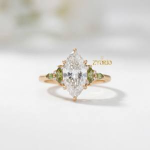 Zyorio Jewels - Anillo de Compromiso y Boda Moderno y Elegante con Diamante de Corte Marquesa de 0.50-3 CT, Chapado en Oro de 14K y 18K para Mujer - Product Image 5