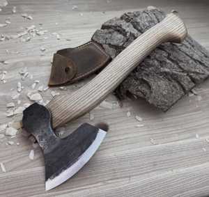 Hacha de tallado forjada a mano de acero con mango de fresno, herramienta para tallar madera - Product Image 4