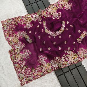 <b>Indian</b> Bollywood Designer Bridal Party Wear PURE SOFT SATIN SILK <b>FABRIC</b> ON BEAUTIFUL C-PALLU LAtest Exclusive Ethnic Wear Saree - Product Image 3