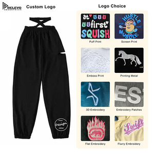 Wholesale Custom <b>Women</b>’s Sweatpants – Cotton <b>Fleece</b> <b>Joggers</b> Loose Fit Drawstring with Puff Print Blank - Product Image 3