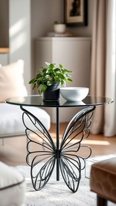 Table console contemporaine en résine noire avec design goutte d'eau, mobilier de hall décoratif moderne, plateau en verre trempé - Product Image 5