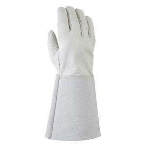 High Quality Tig Cowhide Hand Leather <b>Gloves</b> 14 Inch <b>Long</b> EN388 <b>Red</b> Color Anti-Cut Function - Product Image 4