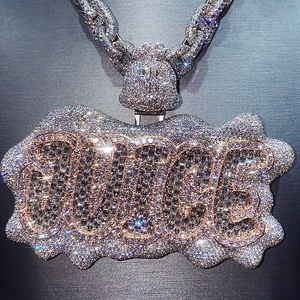 Pendentif lettre M en or 18 carats plaqué or, serti de cristaux de strass taille baguette, style hip-hop, bijoux pour homme - Product Image 4