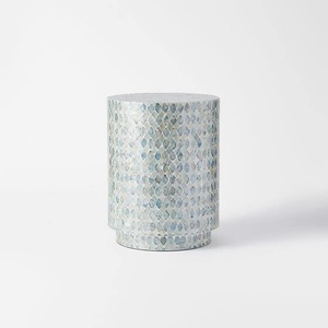 Tabouret en Nacre, Table d'Appoint Mosaïque Faite Main Durable, Meuble d'Accent avec Incrustation de Coquillages Bleus, Vente en Gros, Décoration Intérieure, MOP B2B - Product Image 2