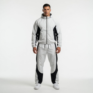 Custom Logo Men's Oversized Nylon Windbreaker Tracksuit Set Half Zip Jogging Sportswear High Quality Gym Workout Outfit - Product Image 3