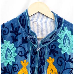 Luxury Cotton Velvet Embroidery Floral Pattern Eco-Friendly <b>Jacket</b> for Women Party & <b>Wedding</b> Wear - Product Image 4
