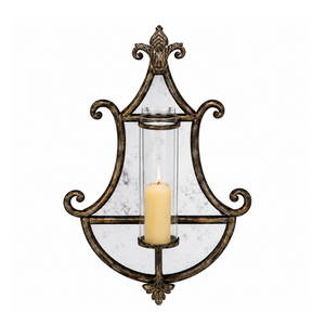 Vintage Antique Brass Wall <b>Sconce</b> with Glass Hurricane Candle Holder Decorative Wall Mounted Home Decor for Living Room Hallway - Product Image 1