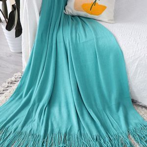 Manta de Punto Acrílica Color Verde Azulado para Cama, Sofá, Sala de Estar, Cálida, Elegante y Decorativa - Product Image 2