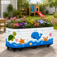 Bac de culture surélevé pour enfants avec roues, motif animaux marins, pour jardin extérieur, école, cour, mobile, pour la culture de légumes, OEM personnalisé