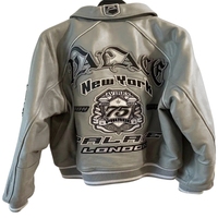 Veste en cuir grise Palace X Avirex High Street 2026 |   Blouson bomber vintage surdimensionné en toile unie imperméable pour homme, grandes tailles