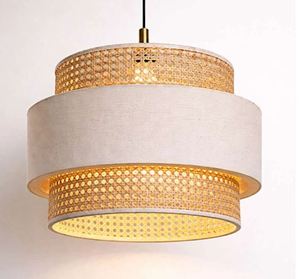 Lámpara Colgante Moderna de Ratán con Forma de Tambor, E27, Acabado Dorado, LED Antideslumbrante, 2700K, Blanco Cálido, para Techo de Sala de Estar - Product Image 4
