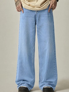 Best Fitting Eco-friendly Color Fade Proof Jeans for Women and <b>Men</b> Mid Waist Wide Leg Comfortable <b>Stretch</b> Denim Ripped Casual - Product Image 4