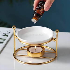 Portavelas de metal para velas de té, decoración del hogar, quemador de aceite, difusor de aroma, horno, dorado y blanco - Product Image 3