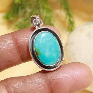 Auténtico Colgante Ovalado de Turquesa de Arizona, Plata de Ley 925, Hecho a Mano, Joyería Fina al por Mayor para Mujer - Product Image 2