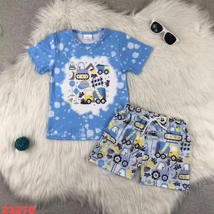 批发汉字定制男童夏季两件套服装套装卡通印花短袖抽绳短裤幼儿儿童服装 - Product Image 2