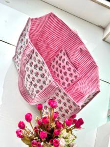 Hand-Block Printed Quilted Winter Tote Shopping Bag From India Multi-Color Floral Design Two <b>Shoulder</b> <b>Straps</b> Lining Wholesale - Product Image 3