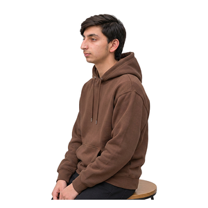 Sudadera con capucha personalizada para hombre, de algodón y forro polar, estilo streetwear con hombros caídos, fabricación de ropa de marca privada para marcas de moda. - Product Image 3