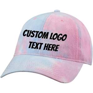 หมวกเบสบอลผ้าฝ้ายลายมัดย้อมปักโลโก้ข้อความแบบกำหนดเอง Sp400 ออกแบบสไตล์เฉพาะของคุณเอง - Product Image 1