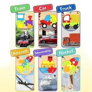 ชุดตัวต่อจิ๊กซอว์ไม้ Kidology สำหรับเด็กอายุ 3 ปีขึ้นไป 6 ชิ้น รูปทรงยานพาหนะ ของเล่นมอนเตสซอรี่ พัฒนาทักษะการเคลื่อนไหวอย่างละเอียด - Product Image 2