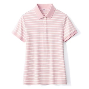 Pull-over décontracté à col en jersey tricoté à manches courtes pour femme, en coton et élasthanne, rayé, respirant, séchage rapide, écologique - Product Image 5