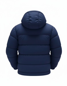 Blouson matelassé à capuche bleu marine pour homme, épais et chaud, style décontracté, avec fermeture éclair, idéal pour l'extérieur, vente en gros OEM - Product Image 4