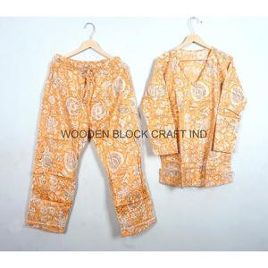 Conjunto de Pijama de Algodón 100% con Estampado Floral Hecho a Mano, Traje de Dormir Indio para Mujer, Venta al Por Mayor al Mejor Precio - Product Image 6