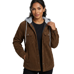 Men's Brown Coated Canvas Long Stand Collar Shirt Jacket with Front Pockets Regular Fit <b>Winter</b> Casual Wear - Product Image 2