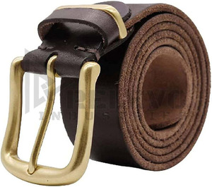 Ceinture en cuir Relevo Industries, cuir de vachette, couleur unie, boucle à ardillon rectangulaire en cuivre, style décontracté, ceinture pour homme, streetwear - Product Image 6