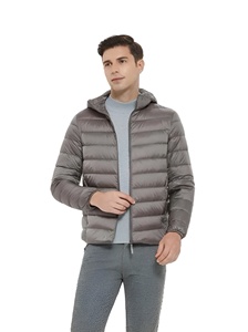 Chaqueta Acolchada con Capucha para Hombre, Ropa Casual de Invierno, Color Sólido, Corte Ajustado, Relleno de Poliéster, Cierre de Cremallera Resistente al Viento - Product Image 2