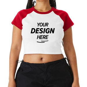T-shirt court tendance pour femme à manches courtes et col rond, coupe ajustée en mélange de coton, basique pour le quotidien - Product Image 3