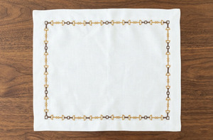 Custom Wholesale QUANG THANH EMBROIDERY Handmade Washable Luxury Embroidery Geometric Chain <b>Placemats</b> Napkins Sets White Mats - Product Image 3