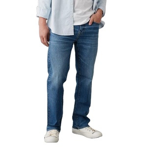 กางเกงยีนส์ขาตรงสำหรับผู้ชายกางเกงยีนส์ผ้าเดนิมแฟชั่นทรงพอดีตัวสำหรับผู้ชายดีไซน์ระบายอากาศได้ดี - Product Image 5