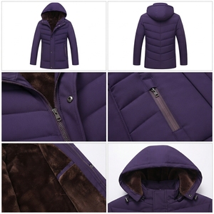 Men's Warm Hooded Quilted <b>Jacket</b> Soft <b>Fleece</b> <b>Lining</b> Casual Winter Coat for Daily Wear - Product Image 5