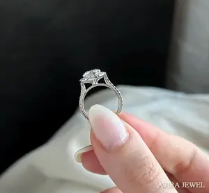 Anillo de Compromiso de Diamante Cultivado en Laboratorio al por Mayor, 1 Quilate, EF VVS, Oro Sólido de 10K/14K/18K, Sin Níquel, Sin Plomo, Clásico, para Mujer - Product Image 5