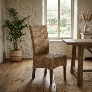 Nouvelle Chaise de Salle à Manger Moderne Minimaliste en Rotin Naturel à Dossier Haut pour Extérieur, Villa, Restaurant Champêtre Français, Hôtel, Cuisine - Product Image 2