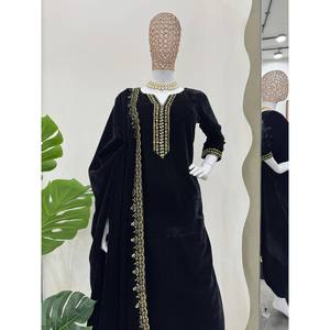 Conjunto de traje de talla XL para fiesta con hilo y trabajo de secuencia para un aspecto elegante - Product Image 1